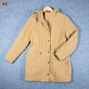 Maurices Overcoat Tan Long Sleeve Full-Zip Pockets Women's Size Medium